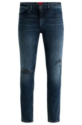 Jeans extra slim fit de denim elástico azul oscuro